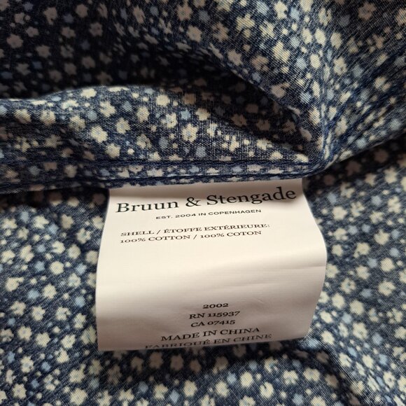 New Bruun & Stengade Men's Slim Fit Floral Button Down Blue Shirt Size 40 - Picture 15 of 16